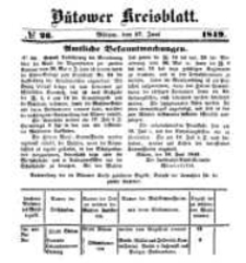 Kreisblatt des B&uuml;tower Kreises 1849 nr 26