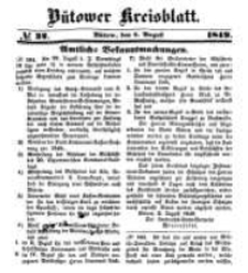 Kreisblatt des B&uuml;tower Kreises 1849 nr 32