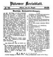 Kreisblatt des B&uuml;tower Kreises 1849 nr 35