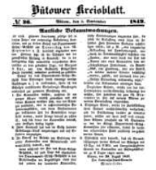 Kreisblatt des B&uuml;tower Kreises 1849 nr 36