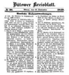 Kreisblatt des B&uuml;tower Kreises 1849 nr 38
