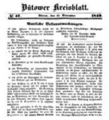 Kreisblatt des B&uuml;tower Kreises 1849 nr 47