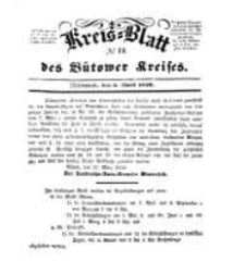 Kreisblatt des B&uuml;tower Kreises 1850 nr 14