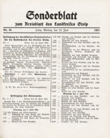 Sonderblatt zum Kreisblatt des Landkreises Stolp nr 26