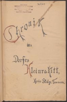 Chronik des Dorfes Kleinrakitt, Kreis Stolp Pommern.