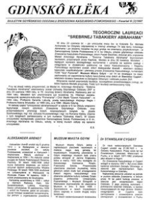 Gdinsk&ocirc; Kl&euml;ka : biuletyn Gdyńskiego Oddziału Zrzeszenia Kaszubsko-Pomorskiego Kwartał III Nr (3) 1997