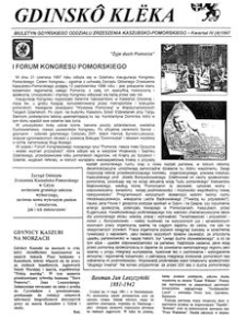Gdinsk&ocirc; Kl&euml;ka : biuletyn Gdyńskiego Oddziału Zrzeszenia Kaszubsko-Pomorskiego Kwartał IV Nr (4) 1997