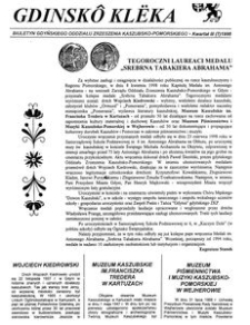 Gdinsk&ocirc; Kl&euml;ka : biuletyn Gdyńskiego Oddziału Zrzeszenia Kaszubsko-Pomorskiego Kwartał III Nr (7) 1998
