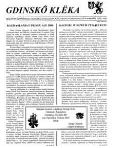 Gdinsk&ocirc; Kl&euml;ka : biuletyn Gdyńskiego Oddziału Zrzeszenia Kaszubsko-Pomorskiego Kwartał I Nr (13) 2000