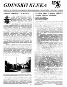 Gdinsk&ocirc; Kl&euml;ka : biuletyn Gdyńskiego Oddziału Zrzeszenia Kaszubsko-Pomorskiego Kwartał III Nr (15) 2000