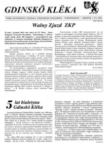 Gdinsk&ocirc; Kl&euml;ka : biuletyn Gdyńskiego Oddziału Zrzeszenia Kaszubsko-Pomorskiego Kwartał I Nr (21) 2002
