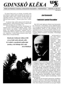 Gdinsk&ocirc; Kl&euml;ka : pismo Gdyńskiego Oddziału Zrzeszenia Kaszubsko-Pomorskiego Kwartał IV Nr4 (58) 2010
