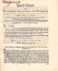 Amts-Blatt der K&ouml;niglichen Regierung von Pommern 1813