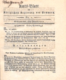 Amts-Blatt der Königlichen Regierung von Pommern 1813