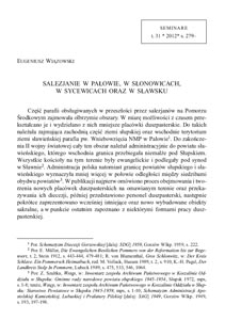 Salezjanie w Pałowie, w Słonowicach, w Sycewicach oraz w Sławsku