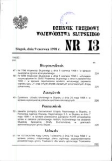Dziennik Urzędowy Województwa Słupskiego. Nr 13/1998