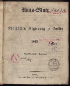 Amts-Blatt der K&ouml;niglichen Regierung zu C&ouml;slin 1863