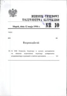 Dziennik Urzędowy Województwa Słupskiego. Nr 10/1998