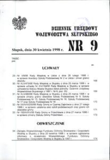Dziennik Urzędowy Województwa Słupskiego. Nr 9/1998