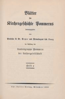 Blätter für Kirchengeschichte Pommerns Heft 2