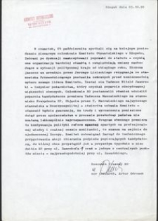 [Pismo z posiedzenia plenarnego członk&oacute;w Komitetu Obywatelskiego w Słupsku]