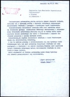 [Pismo do Regionalnego Ruchu Komitet&oacute;w Obywatelskich "Solidarnosć" w Słupsku