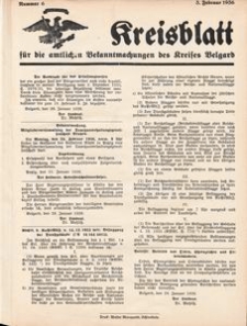 Kreisblatt für die amtlichen Bekanntmachungen des Kreises Belgard 1936 Nr 6