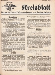 Kreisblatt f&uuml;r die amtlichen Bekanntmachungen des Kreises Belgard 1936 Nr 26