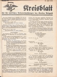 Kreisblatt für die amtlichen Bekanntmachungen des Kreises Belgard 1936 Nr 28