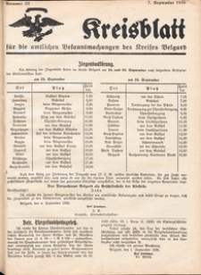 Kreisblatt f&uuml;r die amtlichen Bekanntmachungen des Kreises Belgard 1936 Nr 35