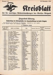 Kreisblatt f&uuml;r die amtlichen Bekanntmachungen des Kreises Belgard 1936 Nr 48