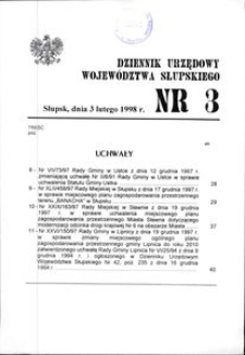 Dziennik Urzędowy Województwa Słupskiego. Nr 3/1998