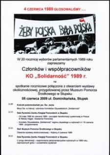 Zaproszenie członków i współpracowników KO "Solidarność" 1989 r.