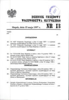 Dziennik Urzędowy Województwa Słupskiego. Nr 13/1997