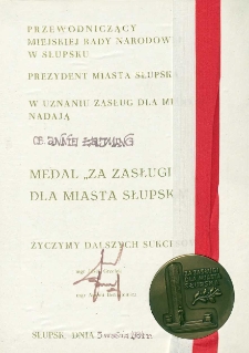 Za Zasługi Dla Miasta Słupska