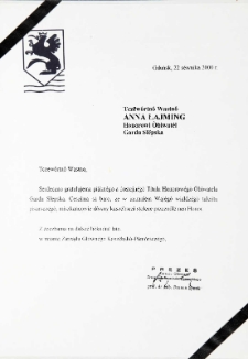 Zrzeszenie Kaszubsko-Pomorskie - List Gratulacyjny [z okazji nadania tytułu Honorowego Obywatela Miasta Słupska]