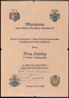 Wyróżnienie imienia Księcia Pomorskiego Bogusława X