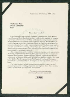 Muzeum Piśmiennictwa i Muzyki Kaszubsko-Pomorskiej w Wejherowie [list gratulacyjny z okazji nadania tytułu Honorowego Obywatela Miasta Słupska]