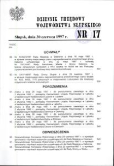 Dziennik Urzędowy Województwa Słupskiego. Nr 17/1997