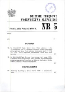 Dziennik Urzędowy Województwa Słupskiego. Nr 5/1998
