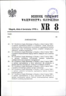 Dziennik Urzędowy Województwa Słupskiego. Nr 8/1998
