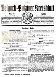 Belgard-Polziner Kreisblatt, 1929, Nr 13