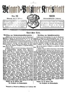 Belgard-Polziner Kreisblatt, 1929, Nr 15