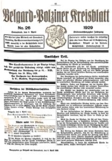 Belgard-Polziner Kreisblatt, 1929, Nr 26