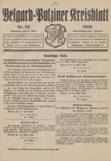 Belgard-Polziner Kreisblatt, 1929, Nr 30