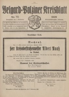 Belgard-Polziner Kreisblatt, 1929, Nr 70