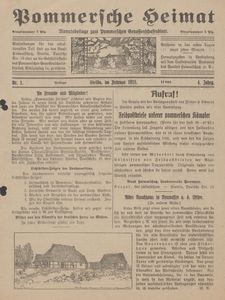 Pommersche Heimat. Monatsbeilage zum Pommerschen Genossenschaftsblatt Nr. 1/1915