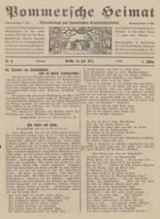 Pommersche Heimat. Monatsbeilage zum Pommerschen Genossenschaftsblatt Nr. 6/1915