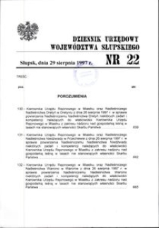 Dziennik Urzędowy Województwa Słupskiego. Nr 22/1997