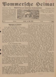 Pommersche Heimat. Monatsbeilage zum Pommerschen Genossenschaftsblatt Nr. 5/1916